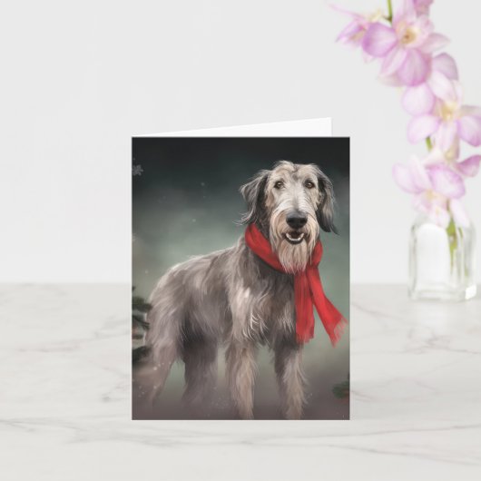 Wolfhound Dog in Schneehocht Karte (Orchidee)