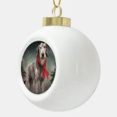 Wolfhound Dog in Schneehocht Keramik Kugel-Ornament (Rechts)