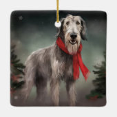 Wolfhound Dog in Schneehocht Keramikornament (Rückseite)