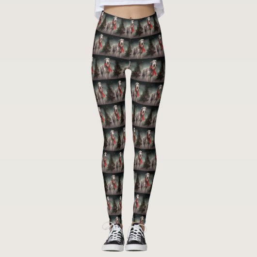 Wolfhound Dog in Schneehocht Leggings (Vorderseite)