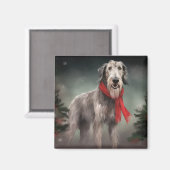 Wolfhound Dog in Schneehocht Magnet (Vorderseite/Rückseite)