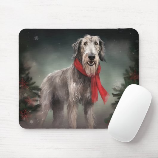 Wolfhound Dog in Schneehocht Mousepad (Mit Mouse)