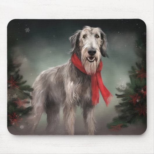 Wolfhound Dog in Schneehocht Mousepad (Vorne)