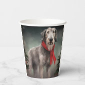 Wolfhound Dog in Schneehocht Pappbecher (Rückseite)