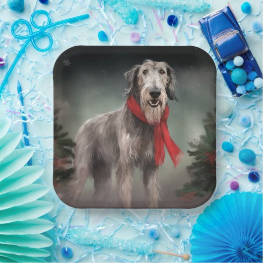 Wolfhound Dog in Schneehocht Pappteller (Party)