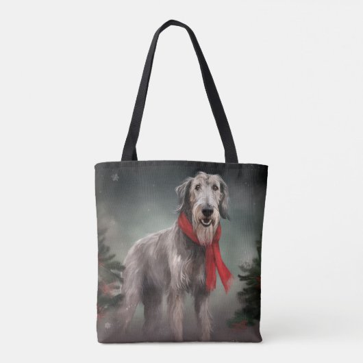 Wolfhound Dog in Schneehocht Tasche (Rückseite)