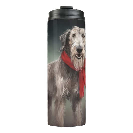 Wolfhound Dog in Schneehocht Thermosbecher (Vorderseite)