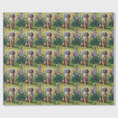 Wolfhound Dog Spring Flowers Malerei Geschenkpapier (Flach)