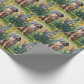 Wolfhound Dog Spring Flowers Malerei Geschenkpapier (Ecke)