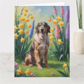 Wolfhound Dog Spring Flowers Malerei Karte (Vorderseite)