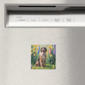 Wolfhound Dog Spring Flowers Malerei Magnet (In Situ (Geschirrspüler))