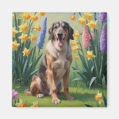 Wolfhound Dog Spring Flowers Malerei Magnet (Vorne)