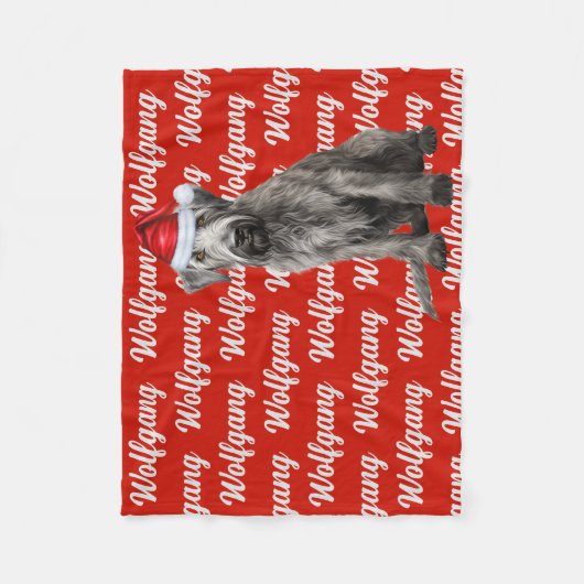 Wolfhound Dog with Name Patterned Christmas Fleecedecke (Vorderseite)