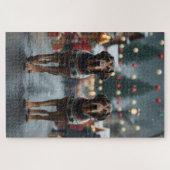 Wolfhound Dogs Christmas Snow Holiday Puzzle (Horizontal)