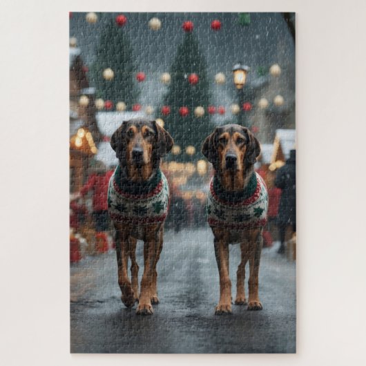 Wolfhound Dogs Christmas Snow Holiday Puzzle (Vertikal)
