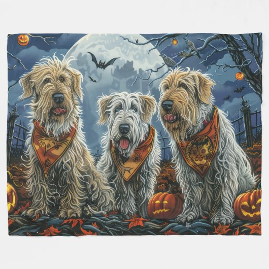Wolfhound Halloween Spooky Fleecedecke (Vorderseite (Horizontal))