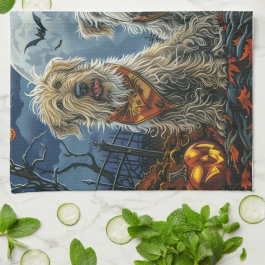 Wolfhound Halloween Spooky Geschirrtuch (Gefaltet)