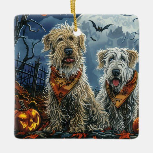 Wolfhound Halloween Spooky Keramikornament (Vorderseite)