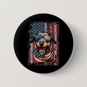 Wolfhound Hund Lover US Flag 4. Juli Patriotic Button