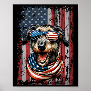 Wolfhound Hund Lover US Flag 4. Juli Patriotic Poster