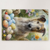 Wolfhound Hund mit Ostereiern Urlaub Puzzle (Horizontal)