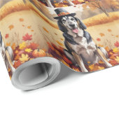Wolfhound im Herbst hinterlässt Erntedank Art Geschenkpapier (Rolleneckpunkt)
