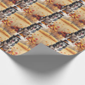 Wolfhound im Herbst hinterlässt Erntedank Art Geschenkpapier (Ecke)