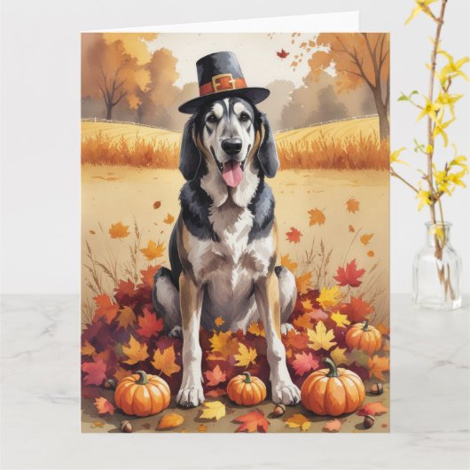 Wolfhound im Herbst hinterlässt Erntedank Art Karte (Gelbe Blume)