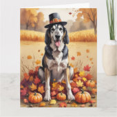Wolfhound im Herbst hinterlässt Erntedank Art Karte (Vorderseite)