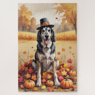 Wolfhound im Herbst hinterlässt Erntedank Art Puzzle