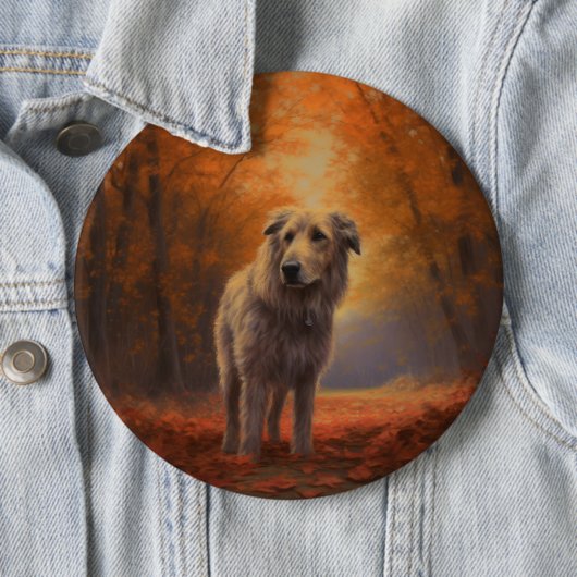 Wolfhound im Herbst Leaves Fall Inspiriert Button (Beispiel)