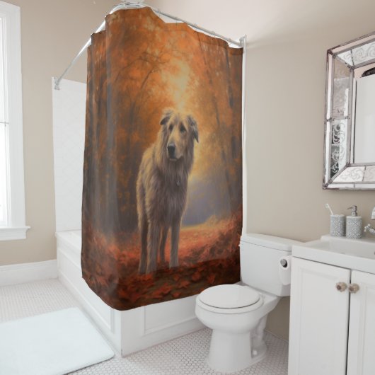 Wolfhound im Herbst Leaves Fall Inspiriert Duschvorhang (Beispiel)