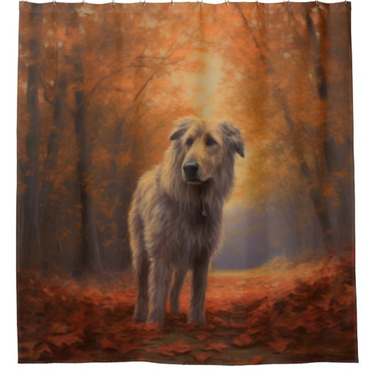 Wolfhound im Herbst Leaves Fall Inspiriert Duschvorhang (Vorderseite)