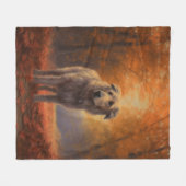 Wolfhound im Herbst Leaves Fall Inspiriert Fleecedecke (Vorderseite (Horizontal))