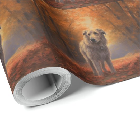 Wolfhound im Herbst Leaves Fall Inspiriert Geschenkpapier (Rolleneckpunkt)