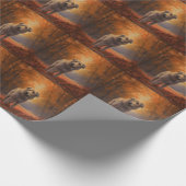 Wolfhound im Herbst Leaves Fall Inspiriert Geschenkpapier (Ecke)
