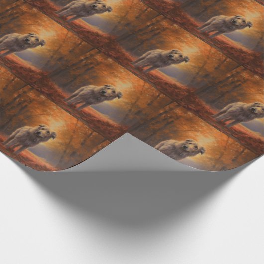Wolfhound im Herbst Leaves Fall Inspiriert Geschenkpapier (Ecke)