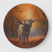 Wolfhound im Herbst Leaves Fall Inspiriert Große Wanduhr (Vorderseite)