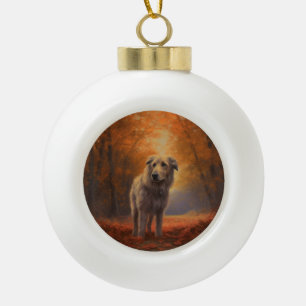 Wolfhound im Herbst Leaves Fall Inspiriert Keramik Kugel-Ornament