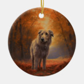 Wolfhound im Herbst Leaves Fall Inspiriert Keramik Ornament (Vorne)