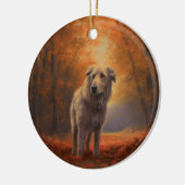 Wolfhound im Herbst Leaves Fall Inspiriert Keramik Ornament (Links)
