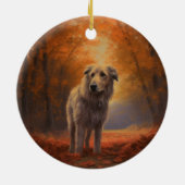 Wolfhound im Herbst Leaves Fall Inspiriert Keramik Ornament (Hinten)