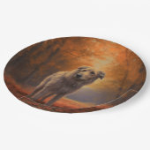 Wolfhound im Herbst Leaves Fall Inspiriert Pappteller (Schrägansicht)