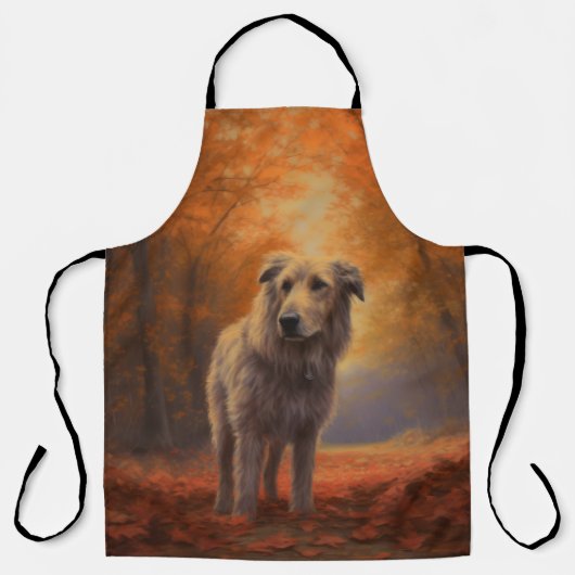 Wolfhound im Herbst Leaves Fall Inspiriert Schürze (Vorderseite)