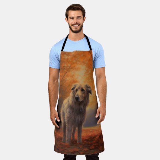 Wolfhound im Herbst Leaves Fall Inspiriert Schürze (Getragen)