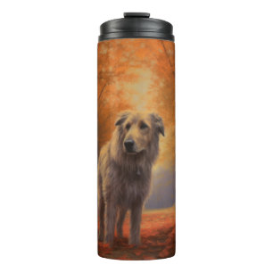 Wolfhound im Herbst Leaves Fall Inspiriert Thermosbecher