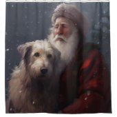 Wolfhound mit dem Weihnachtsmann Weihnachten Duschvorhang (Vorderseite)