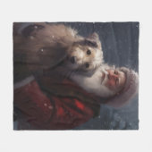 Wolfhound mit dem Weihnachtsmann Weihnachten Fleecedecke (Vorderseite (Horizontal))