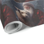 Wolfhound mit dem Weihnachtsmann Weihnachten Geschenkpapier (Rolleneckpunkt)