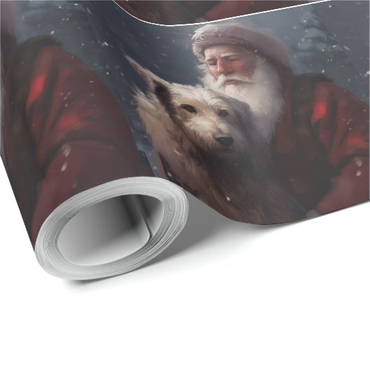 Wolfhound mit dem Weihnachtsmann Weihnachten Geschenkpapier (Rolleneckpunkt)
